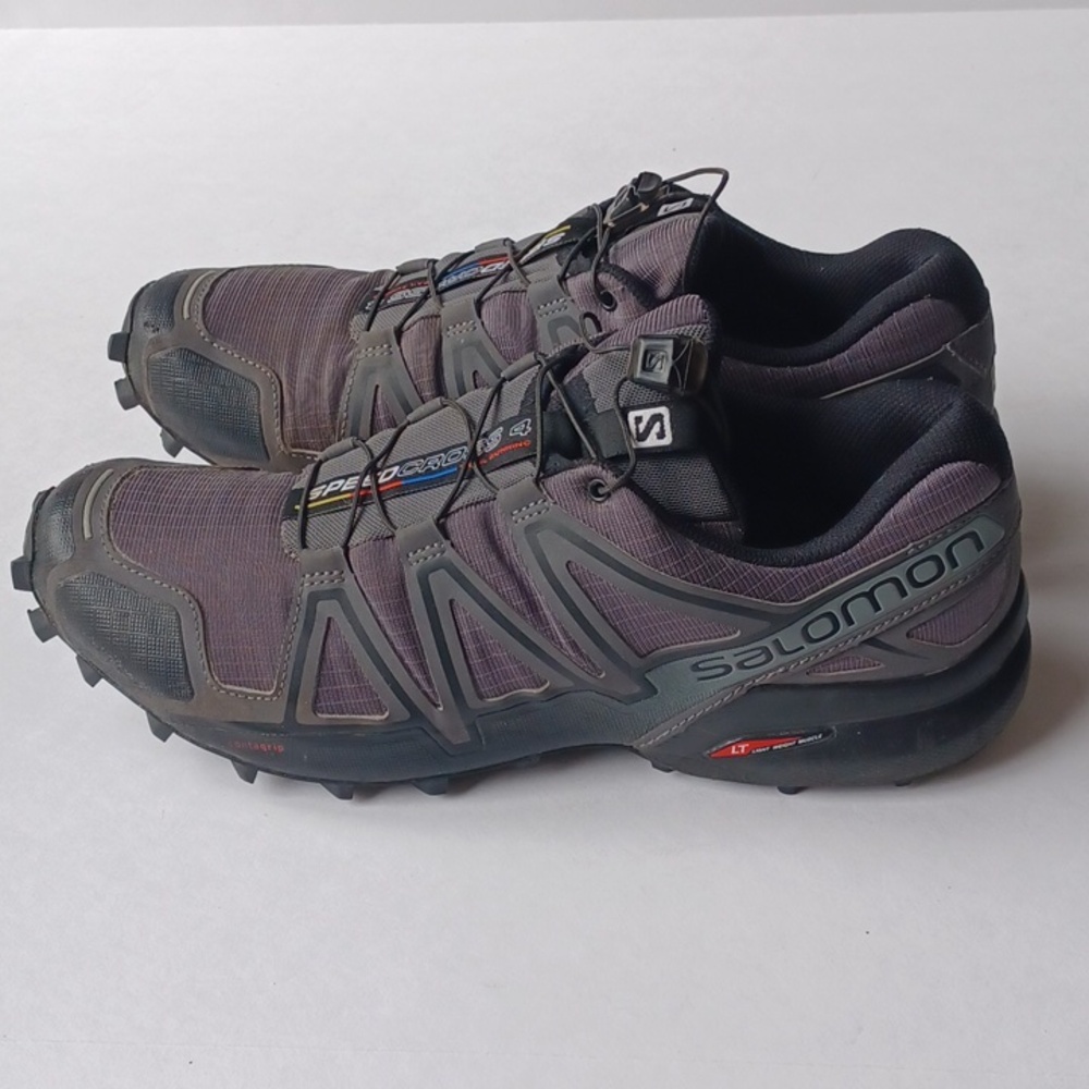 Salomon Speedcross 4 Trail Running Shoes Hiking SZ 10.5 Gray Black Outdoor - Picture 3 of 16